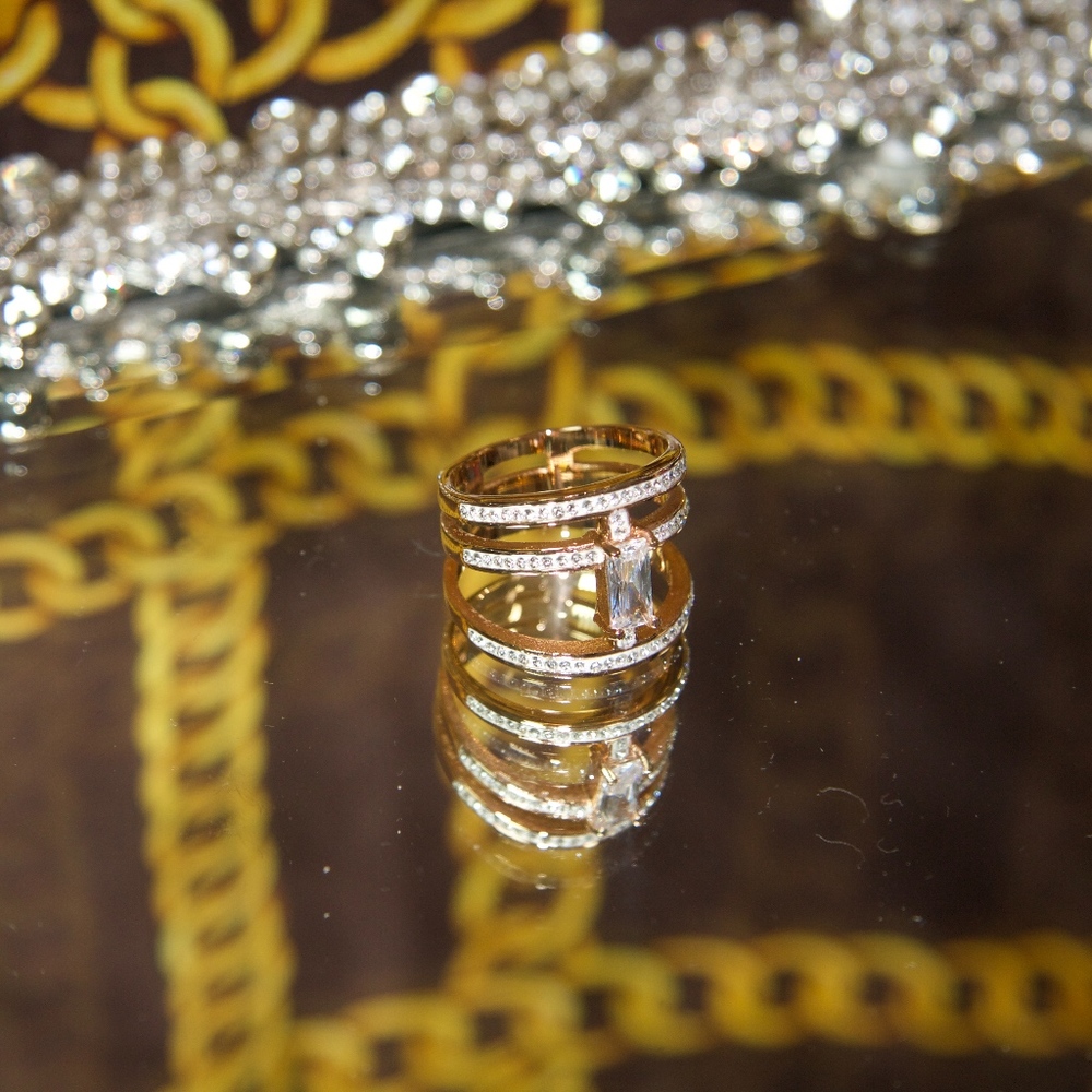 14kt Gold Dipped Swarovski Statement Ring - image 4